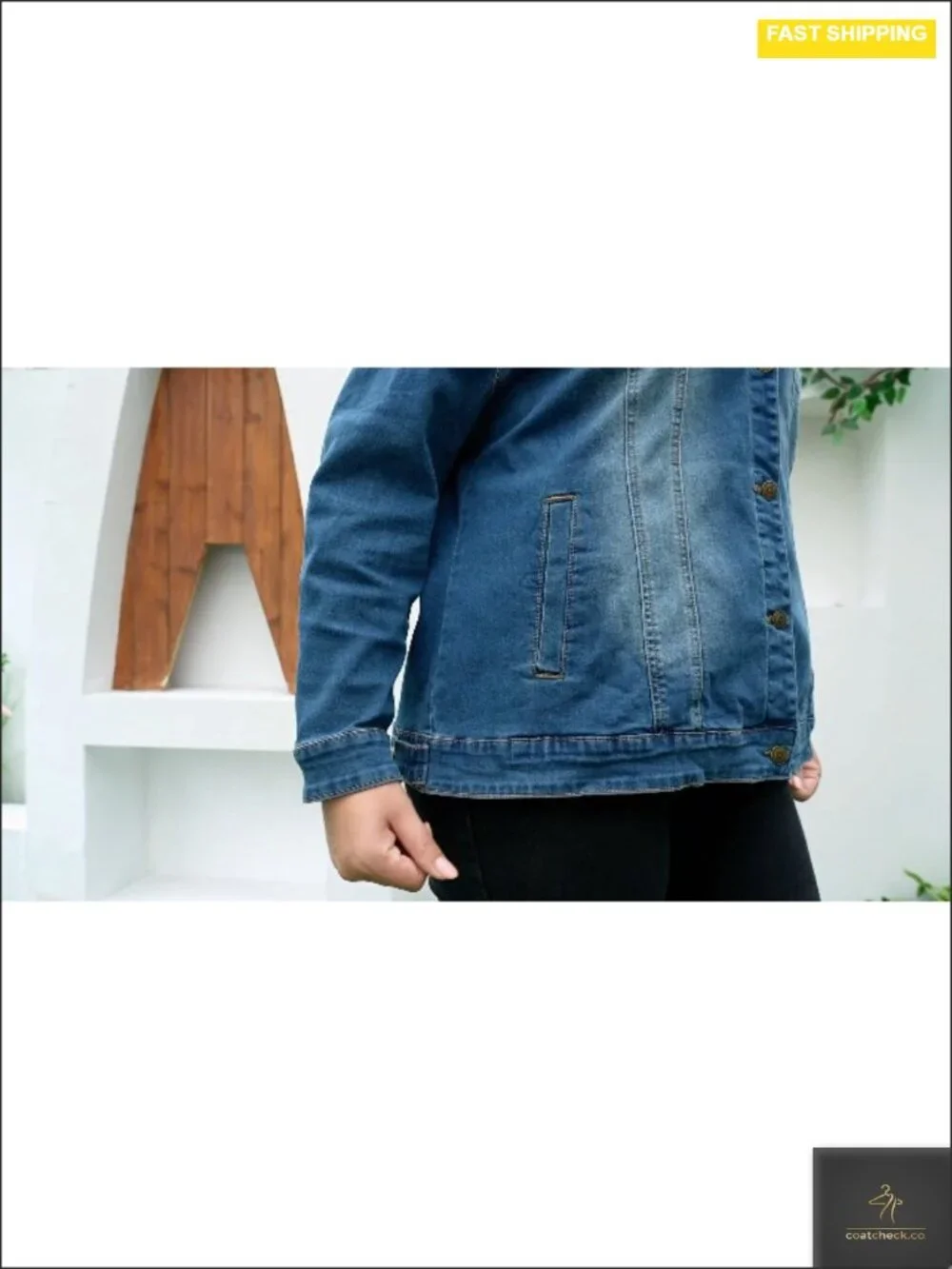 Plus Size Button Denim Jacket - Stitching Washed Casual Long Sleeve